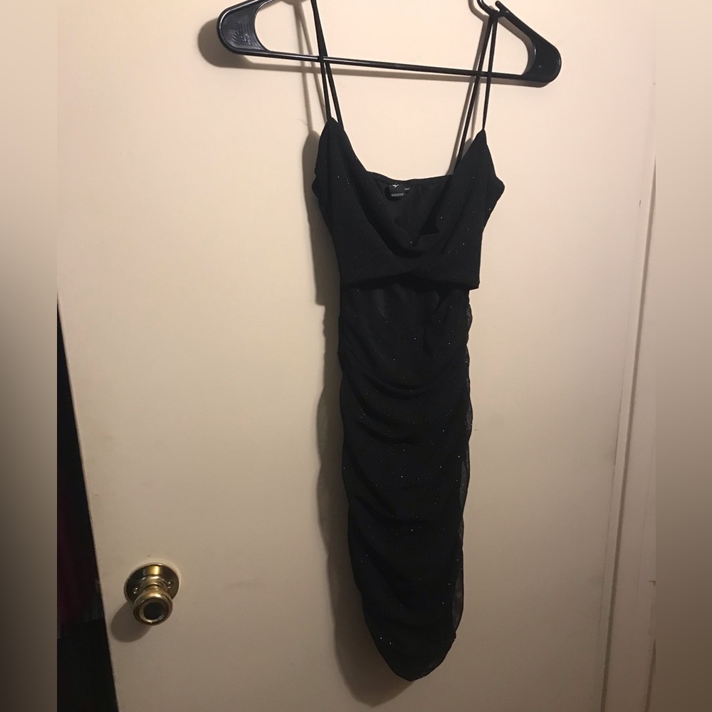 Windsor Black Sparkle Cowl Neck Bodycon Dress Size Small
